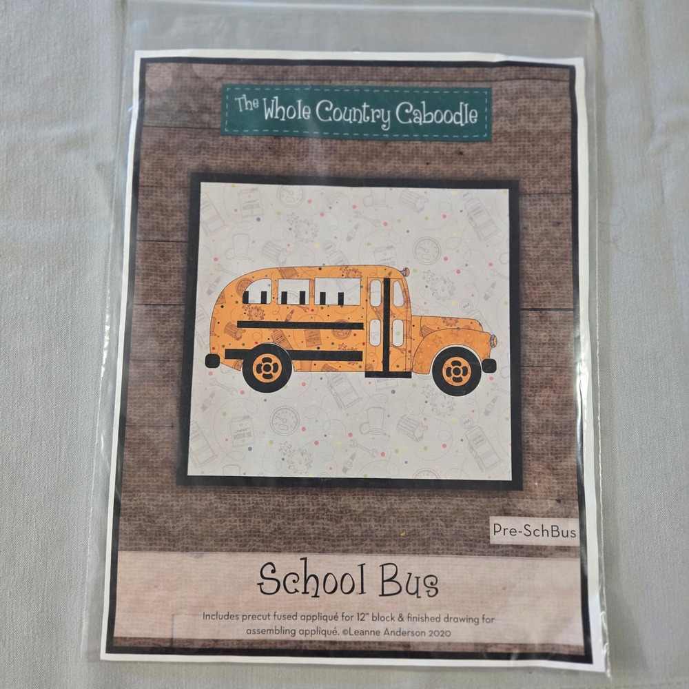 The Whole Country Caboodle School Bus Precut Fused Applique Kit Leanne Anderson